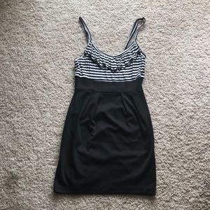 Black and white striped dress